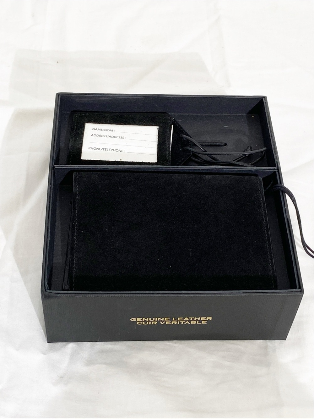 NWT D'Autore Black Suede Passport Holder and Bag Tag